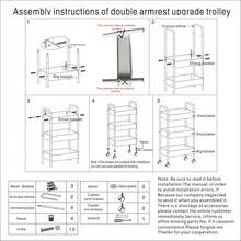 1-Pack Carbon Steel Metal Multi-Functional Utility Cart, Movable, Strong Load-Bearing, Rust-Proof, Multi-Functional Display Shelf (Suitable For Snacks, Vegetables, Towels, Books, Cosmetics, Etc.), With Casters, Easy To Assemble - View 6