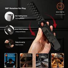 Portable Folding Hair Comb With Wide And Fine Teeth, Compact Pocket Grooming Comb For Men, Beard And Hair Styling, Travel Size, Black Or White - Multicolor - View 4
