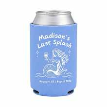 Personalized Neoprene Can Cooler, Custom Text Collapsible Insulated Can Sleeve, Mermaid Line Art Drink Holder For Beach And Pool Parties, Last Splash Celebrations And Bachelorette Party Favors - Multicolor - View 13