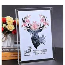 Bingkai Foto Akrilik 4,9 Inci, Stand Pajangan Poster Penghargaan Sertifikat, Tempat Kertas Persegi Panjang, Dekorasi Meja - A - View 5