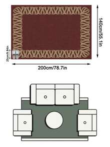 1PC Burgundy Border Wavy Area Rug, Faux Cashmere Material Rectangular Classic European Geometric Pattern, Machine Washable Suitable For Living Room Bedroom Daily Home Decor, Aesthetic Home Decoration - Multicolor - View 13