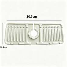 2pcs/1pc Foldable Silicone Sink Drain Mat, Multi-Functional Retractable Draining Board, Kitchen Essential For Small Apartments, With Round Hole To Fit Faucet, Textured Ridges For Fast Drainage And No Water Accumulation, Waterproof And Non-Slip, Multi-Purpose. Can Be Used As Dish/Fruit/Vegetable Washing Station, Dish Soap/Sponge Storage Mat, Craft Anti-Stain Mat, Coffee Bar Drip Tray, Makeup Brush Drying Mat. Soft And Foldable, Can Be Hung For Storage After Use, Space-Saving, Fits Most Sinks, Perfect For Singles, Cleanliness Enthusiasts, And As A Gift. - White - View 11
