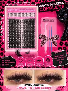 Queenice Cat Eye Lash Clusters, Thick & Wispy DIY Individual False Eyelashes, With Bottom Lashes, Ultra Soft Lightweight Segmented Eyelash Extensions, Reusable Long Lasting Volume Lashes, Flared Winged Eye Look For Daily, Party, Halloween & Cosplay Eye Makeup - D - View 8