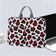 4-Color Leopard Print Laptop Bag/Storage Bag - Made Of Soft Fabric, Compatible With Various Laptop And Tablet Devices, Equipped With Outer Zipper Pocket And Fixed Handle, Large Capacity Storage, Balancing Protection And Portability, Suitable For Work, Study And Travel, Essential For Daily Commute - Grey - View 2