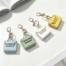 JRESSIAL Solid Color Small Square Bag Creative Pendant Keychain Earphone Pouch Car PU Key Chain Charm - Multicolor - View 8