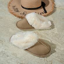Women's Warm Fleece Closed-Toe Casual House Slippers - Camel - View 2