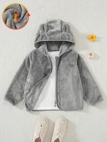 Girls' Fashion Casual Hooded Zip-Up Double-Sided Fleece Jacket, Winter - Grey - View 2