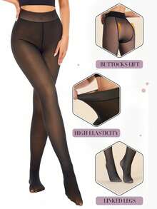 1/2 Pairs Women's Faux Tights Warm Lining Leggings, Thickened High Elasticity Slimming Shaping Base Layer Pants, Versatile For Autumn/Winter - Multicolor - View 6