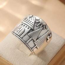 Unique Vintage Castle Pattern Ring, Perfect Gift For Women On Birthdays, Holidays And Daily Wear - Silver - View 5