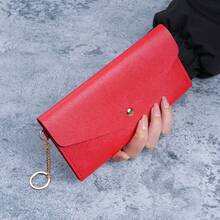 New Portable Women's Long Wallet, Women's Clutch Purse With Multiple Card Slots, Snap Button, Fashionable Phone Bag, Solid Color Versatile - Multicolor - View 14