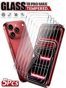 5 Packs 9H Tempered Glass Screen Protector Compatible With Iphone 18 Pro Max/18 Pro/18/17 Pro Max/17 Pro/17 Air/17/16 Pro Max/16 Pro/16 Plus/16/15 Pro Max/15/14/13/12, HD Clear, Scratch-Resistant, Full Coverage, Bubble-Free Easy Installation - Clear - View 6