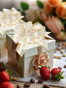 6pcs - Bowknot Gift Packaging Ribbon Bows, Christmas Large Red Ribbon Bows - Reusable Birthday Ribbon Bows For Packaging Boxes And Decorations, Gift Wrapping Wedding Baskets Birthday Party Gift Boxes And Flower Decorations, Christmas Gift Decorations, Christmas Party Supplies (White) - A - View 5