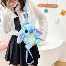 Stitch Plush Backpack, Cute Cartoon Character Stuffed Animal Shoulder Bag, Soft Fluffy Plush Rucksack, 25cm(9.84in), Blue Stitch & Pink Angel, Adjustable Strap, Gift For Girls Kids - Multicolor - View 7
