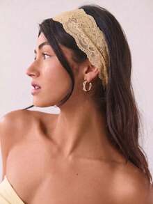 2pcs Wide Floral Lace Headbands For Women, Elastic Stretchy Vintage Boho Hair Wraps, Soft French Decorative Hair Accessories Fall - Multicolor - View 4