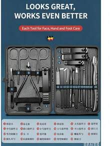 4/7/10/12pcs Stainless Steel Nail Clipper Set, Manicure & Pedicure Tool Set, Portable PU Leather Storage Box, Home & Travel Use, Pedicure Set, Nail Clippers, Nail File, Cuticle Pusher, Tweezers, Ear Pick, Personal Care Set, Gift For Men & Women - A - View 3