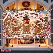1pc 2D Flat Banner, Christmas Party Face Cutout Photo Booth Banner, Winter Snow Scene Steam Train Hollow Portrait Frame, Colorful Lights Christmas Tree Teddy Bear Gift Full Print, Three Hollow Portrait Frames, Santa Claus Elf Reindeer Riding Candy Train Print, Vibrant Festive Style, Polyester Material, Perfect For Holiday Party Photo Prop Decoration - 1 - View 2