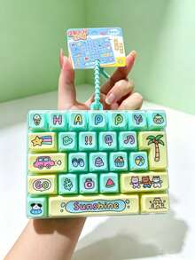 Cute 26 Grids Stress Relief Simulation Keyboard Keychain Animal Diary Desktop Decoration Student Bag Ornament Toy Creative Gift - Multicolor - View 10