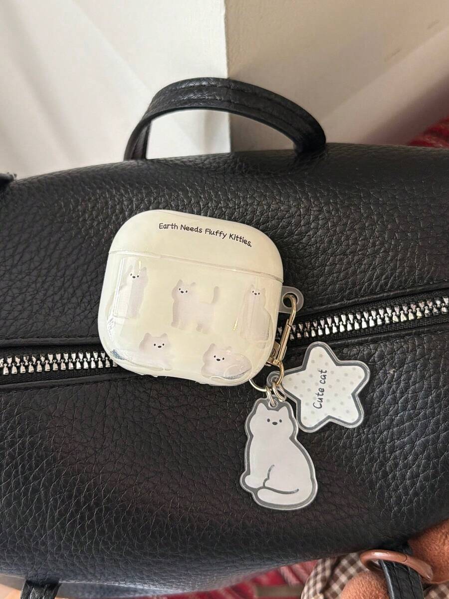 Cute Minimalist Hollow White Cat 5 Protective Case, Compatible With AirPods 4, Apple Pro 3, 2nd Gen Wireless Bluetooth, 3rd Gen, 2nd Gen, Pro, 5th Gen, 4th Gen Earphone Case