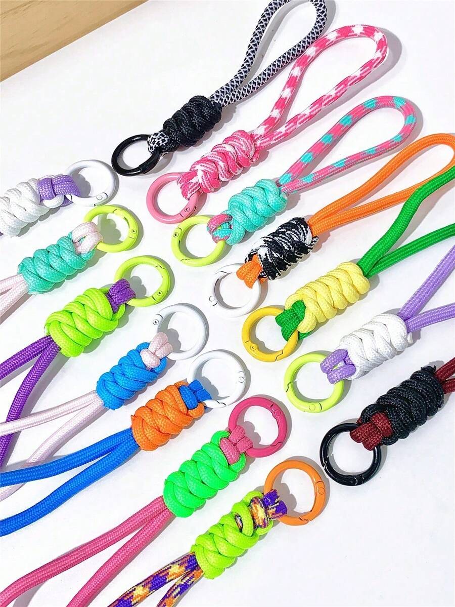 30/50pcs Random-Colorful Nylon Rope DIY Handmade Weaving Set,Material For Woven Keychains And Backpack Ornaments,Great Choice For Valentine's Day Gift