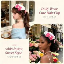 Pink Christmas Birthday Heart Bow Mini Hat Hair Clip, Atmospheric Photo Prop Hair Accessory Headpiece - Multicolor - View 8