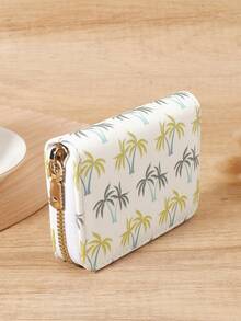 Fashionable And Minimalist Tropical Printed Card Bag, With Multiple Zipper Slots And Credit Card Storage, Suitable For Outdoor Portable Use - Multicolor - View 3