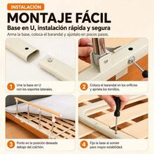 Barandilla de  Plegable para Cama de Adultos 93 x 40 cm, Doble Refuerzo con Tubos Reforzados, Protección Anticaídas y Apoyo para Levantarse, Instalación sin Taladros - Amarillo | Lisa - Ver 6