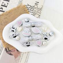 16pcs Silver Bow, Fish, Cat DIY Shoe Decorations, Suitable For Perforated Sandals, Elegant And Fashionable, Gift For Girlfriend - Silver - View 5