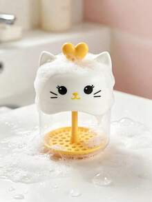 1pc Cute Cat-Shaped Foaming Dispenser Bottle, Refillable Pull-Type Foam Bottle With Heart Handle - Multicolor - View 9