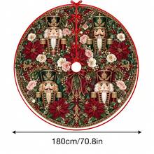 1件裝花卉胡桃夾子圖案聖誕樹裙，優雅配色節日裝飾，5種尺寸，中性節日禮物，適合居家與派對聖誕家居裝飾 - 繁花胡桃夾子 - 查看 15