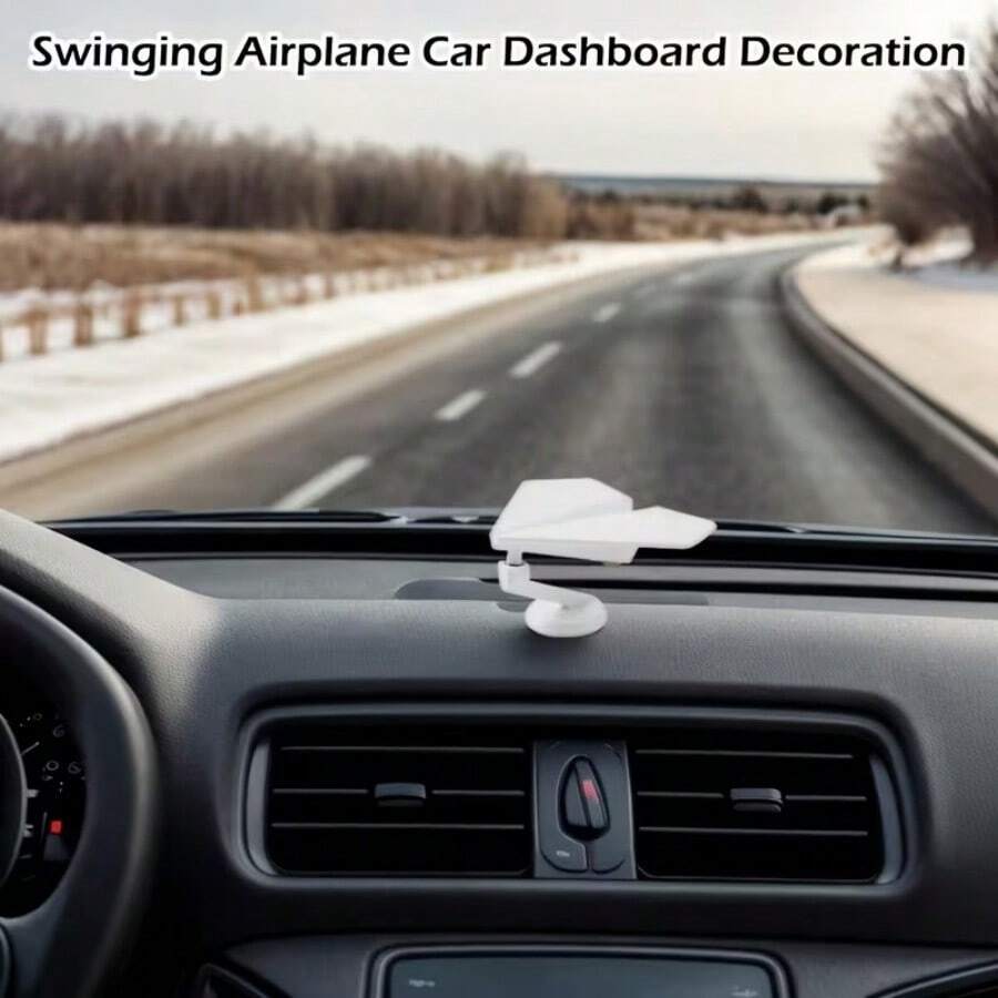Hiasan Dashboard Mobil Berbentuk Pesawat yang Dapat Berputar – Aksesori Interior Lucu – Dekorasi Dashboard/Konsol Tengah yang Menyenangkan untuk Pria dan Wanita (Pesawat Putih) - A - View 1