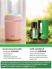 300ml Mini Colorful Car Aromatherapy Humidifier Set, USB Powered Dual Mode, 7-Color LED Light, Quiet Mist, Comes With 5 Essential Oils, Suitable For Car, Bedroom, Living Room, Office Desk, Requires Plug-In, Air Freshening And Hydrating Gift - A - View 23