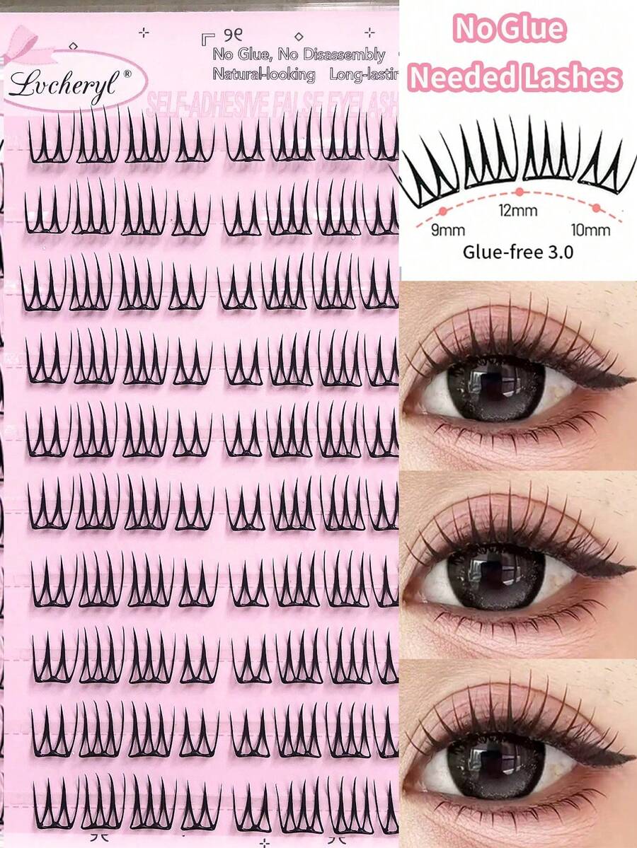 48pcs K-Pop Idol Glue-Free False Eyelashes, Ultra-Thin Self-Adhesive ...
