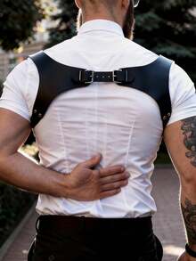 Men's Wide Shoulder Chest Harness, PU Leather Gothic Punk Style, Adjustable Wide Shoulder Pads With O-Ring Hook, Suitable For Nightclub Party Carnival Cosplay - Multicolor - View 3