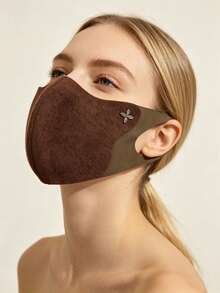 1 st varm ansiktsmask i ull med strass och fyrklöverdekor, vind- och koldsäker, mjuk elastisk mask med öglor för öronen, för utomhusbruk och dagligt bruk under höst/vinter - Multifärgad - Visa 6