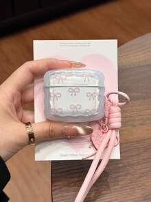 1pc Y2K Bowknot Minimalist Fashion Cute 3D Full Coverage Protective Case + Bowknot Heart Pendant Bluetooth Earphone Protective Cover - Clear - View 2
