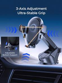 Remax Car Phone Holder With Suction Cup, Dashboard Mount, 360° Rotation, One-Click Lock, Adjustable Base, Hollow Silicone Pad, Suitable For 4-6.5 Inch IPhone And Android Phones, Car Accessories, Car Essentials, Car Supplies - Black - View 6