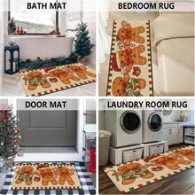 1pc Christmas Series 3 Gingerbread Man Candy Pattern Printed Faux Wool TPR Bottom Door Mat, Bathroom Mat, Kitchen Mat, Laundry Room Mat, Holiday Atmosphere Decoration, Home Decor, Party Decor, Wedding Decor, Dining & Kitchen Decor - Multicolor - View 8