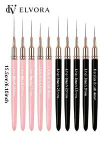Nail Art Liner Brush Set, Ultra-Fine Detail Brushes, Pink & Black Dual-Color Handles, Suitable For Precise Lines, Stripes And Pattern Outlining, DIY Nail Design Tools, Home Manicure, Nail Styling And Daily Creative Makeup Use - Multicolor - View 7