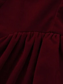 French Elegant Daily Romantic Date Holiday Formal Evening Christmas Party Dress, Velvet Retro Backless Waist Cinched Mini Dress Summer - Burgundy - View 10