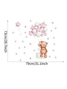 1pc Bear & Balloon Pattern Wall Sticker, Stickers, Wall Decal, Vinyl Decal For Home Decorations, Spring Decoration Items Refresh Your Home, Festival Decoration Stickers Gifts Birthday Graduation - Multicolor - View 6