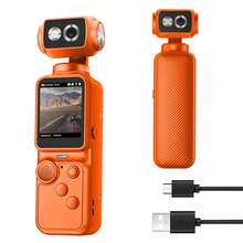 Kamera Vlogging Saku, Video 2K, Foto 12M, Timer 2,5 detik, Lensa Zoom yang Dapat Diputar, Perekaman Berulang 1/2/3/5/10 Menit, 5 Filter Merah Biru Hijau Hitam Putih Kuning, Pemotretan Beruntun, Pengikut Sorot, Fokus Cepat, Mikrofon, Baterai 2000mAh - View 12