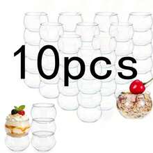 80/60/40/30/20/10/1 Delicate Spherical Dessert Containers, Soft Curved Design With Minimalist Elegant Style, Stackable Design For Easy Storage, Suitable For Pudding, Fresh Fruit Desserts, Perfect For Luxury Home Parties, Themed Dessert Tables, Family Gatherings, Fully Presenting Dessert Texture And Enhancing Overall Tabletop Aesthetic - Clear - View 15