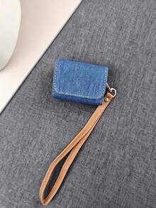 1 túi đựng tai nghe vải denim họa tiết mới cá nhân hóa, tương thích với Apple, phong cách sang trọng, kèm dây đeo chống mất, bao bảo vệ tai nghe không dây, vỏ bọc bảo vệ tai nghe thời trang - Nhiều màu - Xem 4