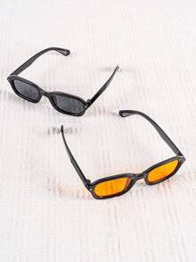 1 Pair Thick Square Frame Women's Fashion Glasses, Casual Personalized Minimalist Daily Outfit - Multicolor - View 4