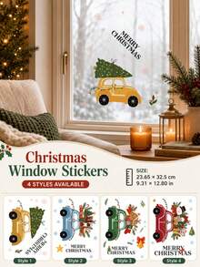 SUPSTICKER Christmas Car Window Stickers, Holiday Snowflake Glass Decals, 4 Styles, 23.65x32.5cm, Home Window Decor - Car - View 1