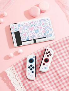 Cailai Cute Hand-Drawn Doodle Line Art Pattern Switch Console Protective Case, Soft Crayon Texture, Compatible With Switch OLED And Switch Console, Made Of Soft TPU Material, No Disassembly Required, Anti-Drop And Dust-Proof, Ideal Gift Compatible With Switch Gamers, Elegant And Cute Switch Console Protective Case, Switch 2 Storage Bag/Dock Case. - View 6