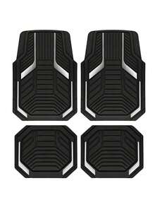 4pcs/2pcs Universal All-Weather Car Floor Mats Set, Red & Black Geometric Pattern Non-Slip Floor Mats, Full Coverage Front & Rear Row Mats, Suitable For Sedan, SUV, Truck, Van, Fashionable Car Interior Accessories - A - View 13