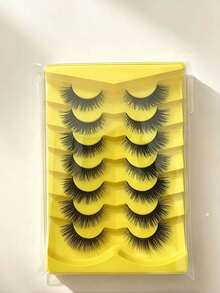 New 7 Pairs/Set Short 3D Faux Mink False Eyelashes, Russian DD Curl, Handmade, Natural Fluffy & Dense, Full Strip False Eyelashes, Wholesale, Eye Makeup False Eyelashes, Eyelashes, False Eyelashes, False Eyelashes - Black - View 8