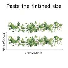 A Fresh Green Plant And Vine Wall Sticker, Stickers, Wall Decal, Vinyl Decal For Home Decorations, Spring Decoration Items Refresh Your Home, Festival Decoration Stickers Gifts Birthday Graduation Kitchen Decor - Multicolor - View 3