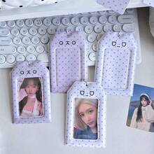 Ins Style Gray Emoticon Lace Card Holder 3 Inch Card Sleeve Card Film ID Badge Holder Keychain, Idol Card Collection, Idol Card Protection, Storage, Student ID, Campus Badge, Desktop Display, Birthday Gift, Best Friend Gift, Christmas Gift, Japanese Popular Style, Anime Props, Card Dust-Proof, Portable Pendant, Anime Merchandise, Planner Accessory, Holiday Gift, Check-In Decoration, Commute Pendant, Card Display, Handmade DIY Accessory - A - View 6